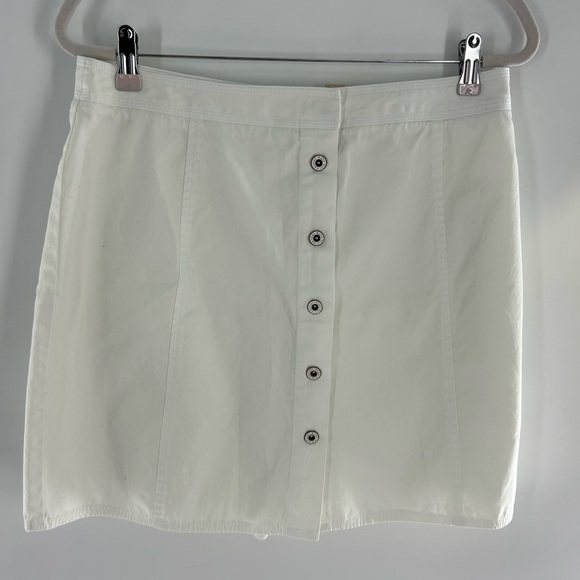 Kate Hill Petite Skort Women's 14P (Waist 32in) Ivory, Cotton Twill Front Snaps - Picture 2 of 12